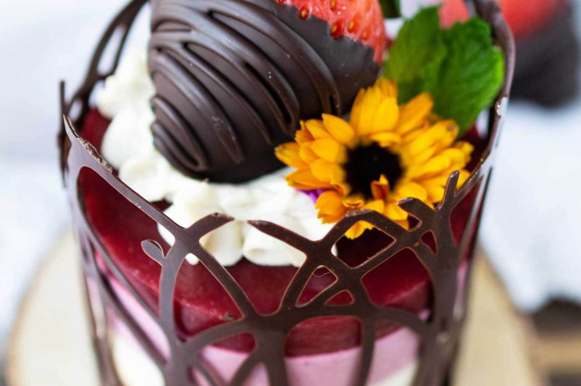 Chocolate Strawberry Cheesecake with Chocolate Lace &ndash; Medicine Flower